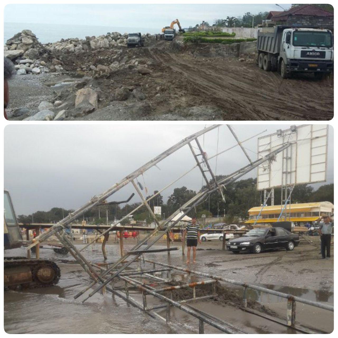 تخریب ۱۴ سازه غیرمجاز دریایی در مناطق ساحلی مازندران