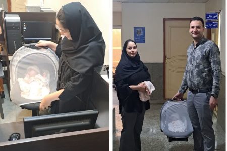 حضور نوزاد ۲ ماهه در جلسه امتحان دانشجویان دانشگاه پیام‌نور محمودآباد